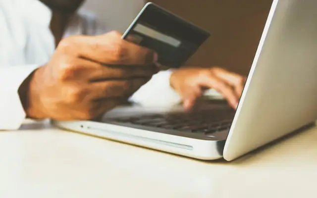 Card payment on a laptop